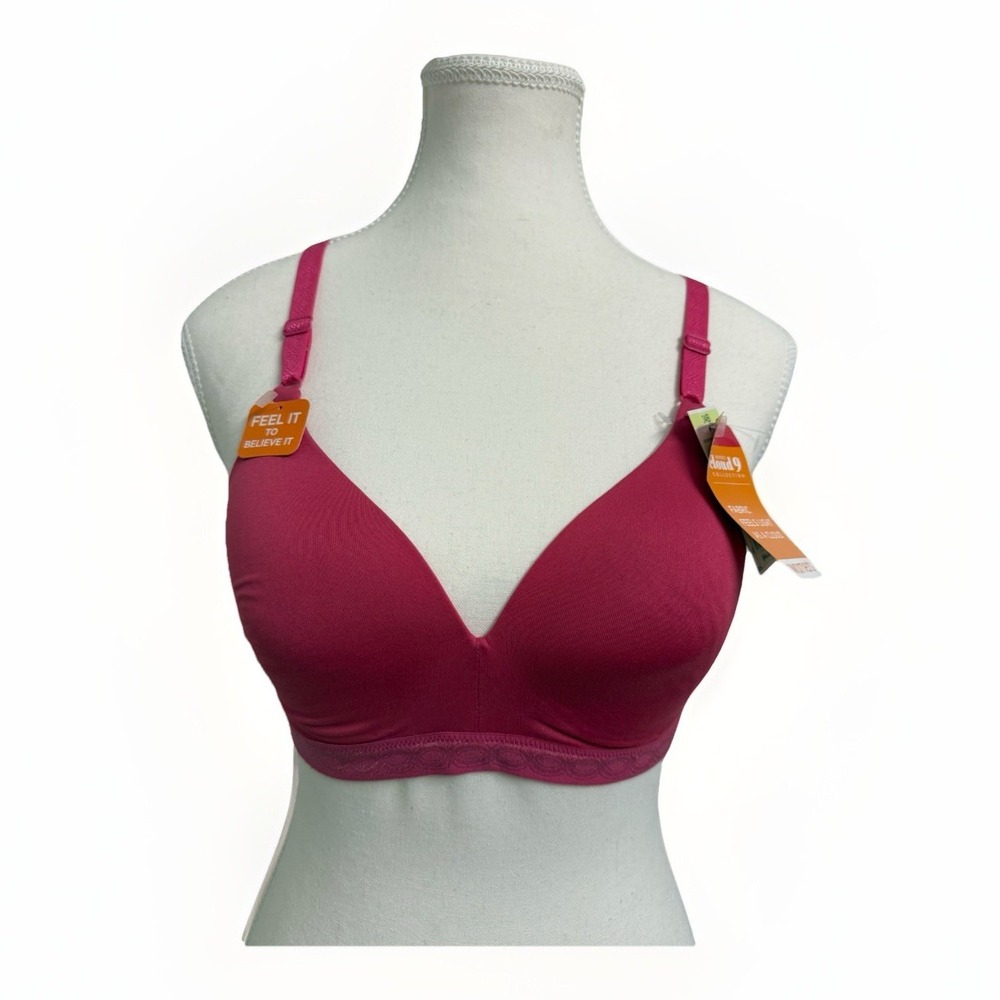 NEW Warner's Cloud 9 Wire Free Bra 34B Pink Lightweight Comfort Soft Adjustable